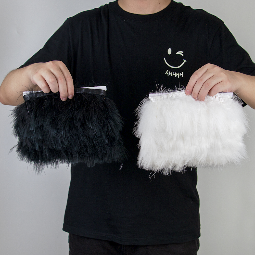 Feather Trim Marabou - Black White Turkey Feathers Trim 8-10cm
