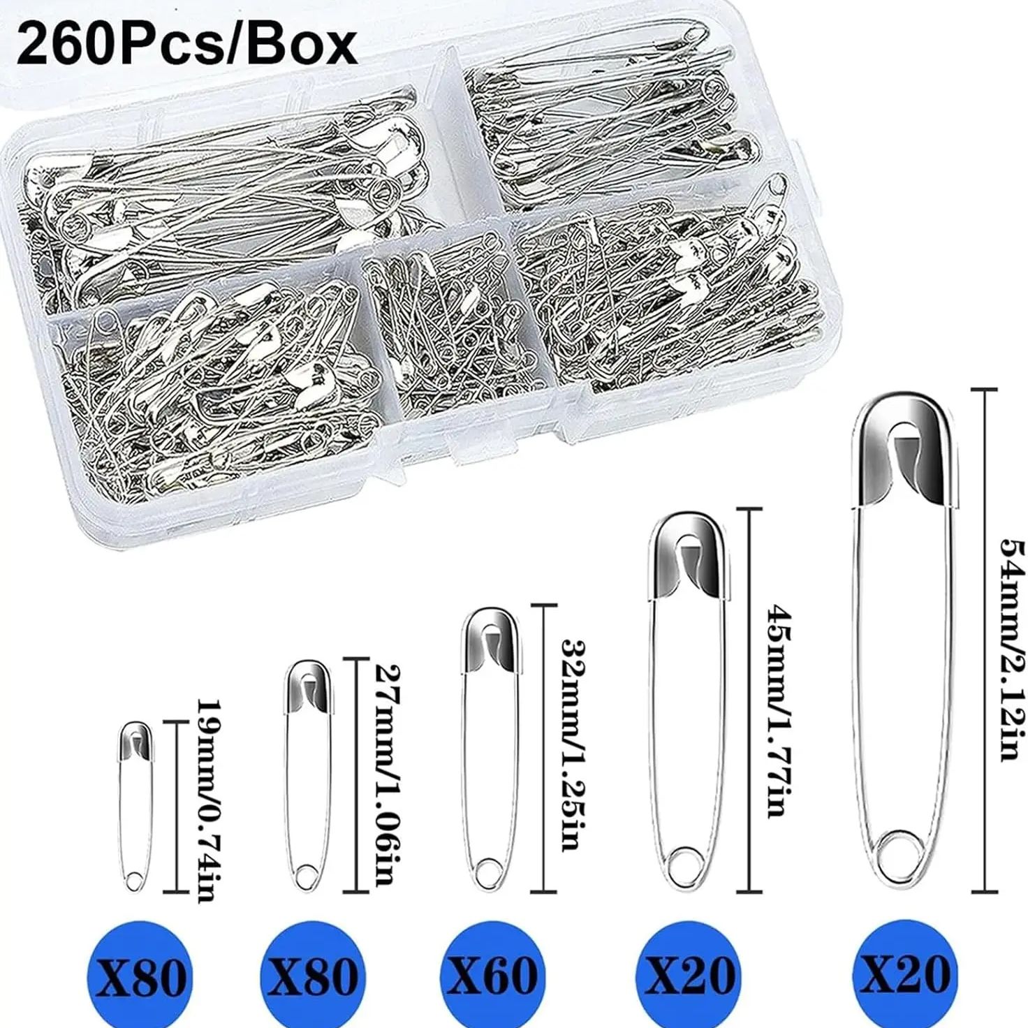 Silver Safety Pins Kit With St - Craft Embellishment Storage のレビューと価格
