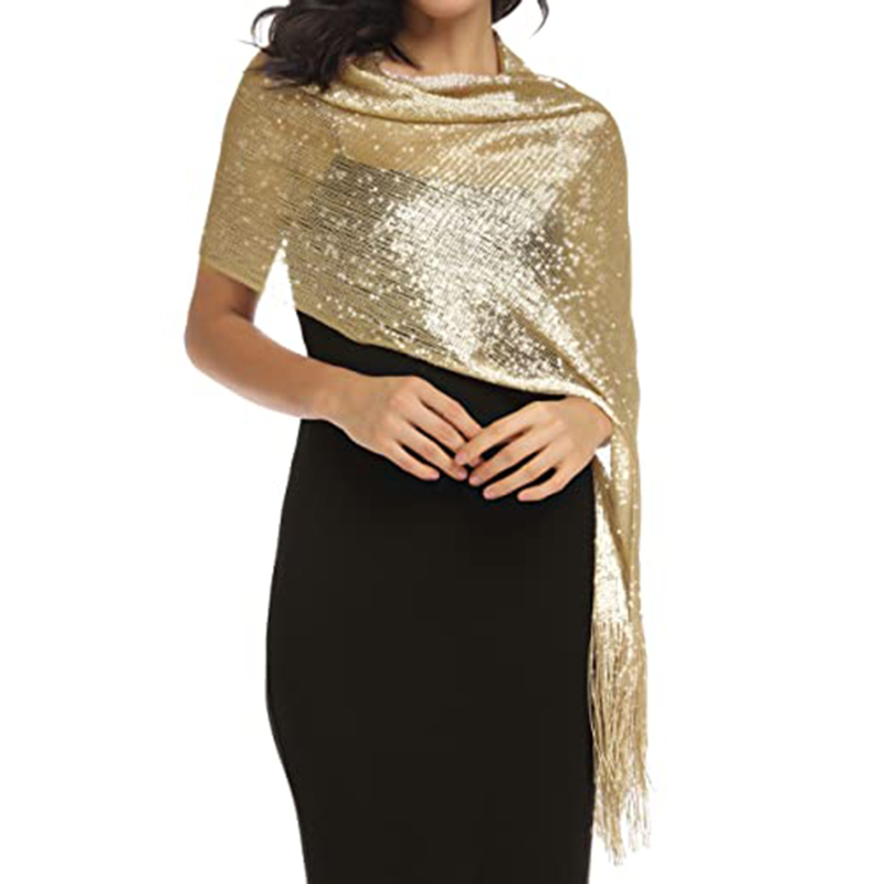 Women Shiny Gold Silver Sunscr - Tassel Fringe Trim のレビューと価格