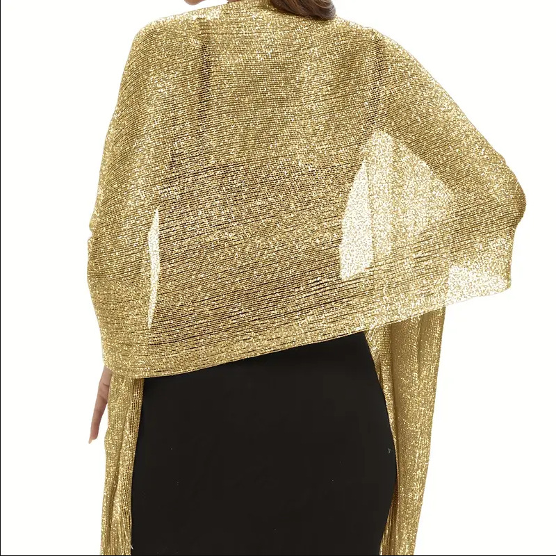 Women Shiny Gold Silver Sunscr - Tassel Fringe Trim のレビューと価格