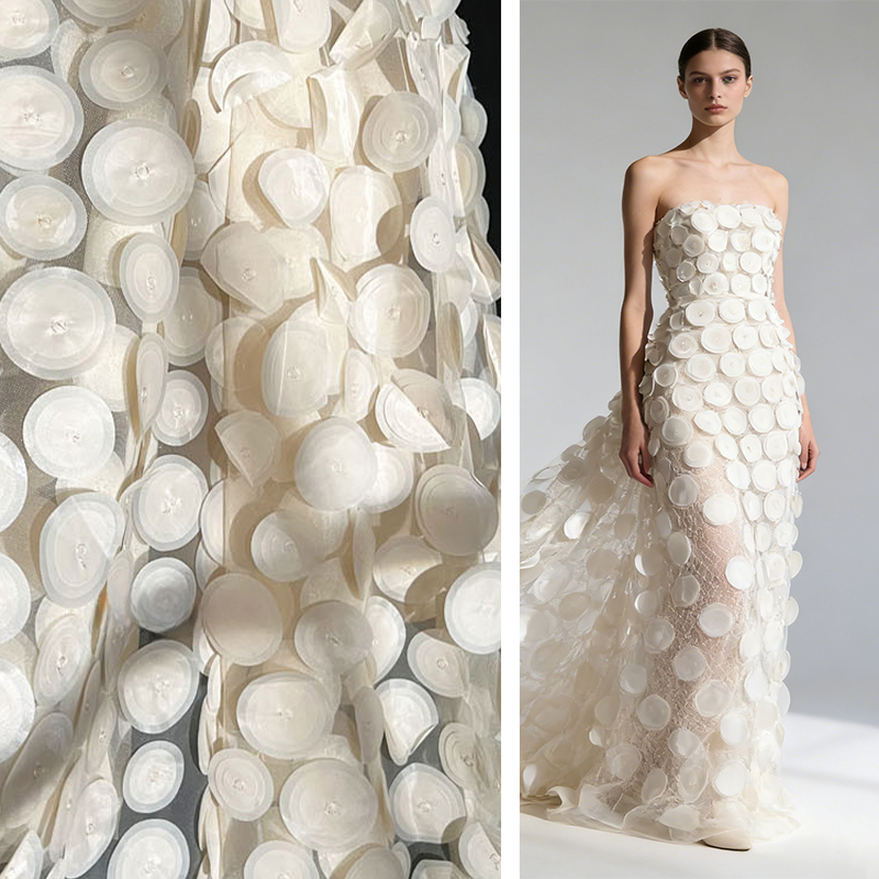 3D Multilayer Circular Cut Per - Crystal Mesh Fabric のレビューと価格