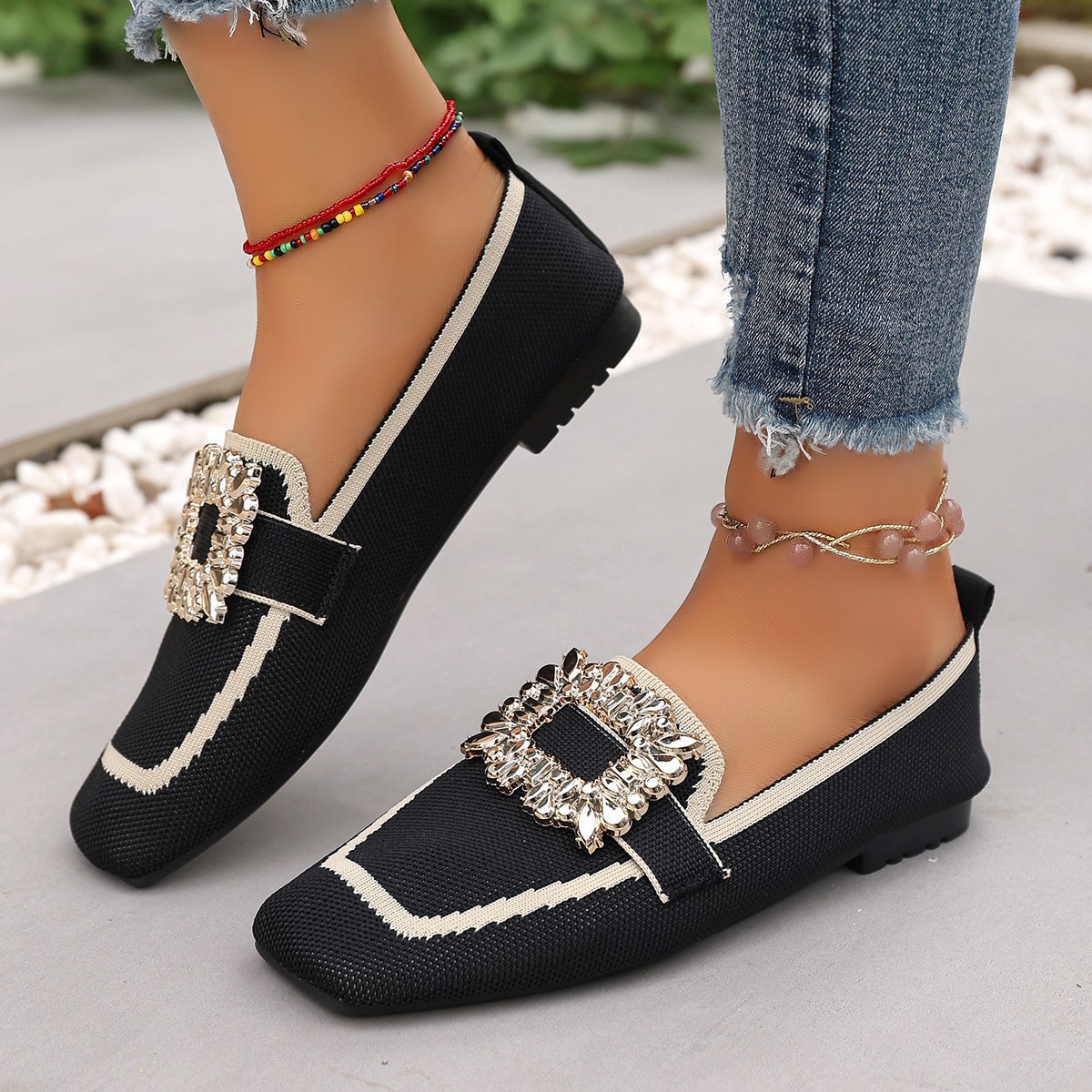 Spring Women's Flat Shoes New  - Crystal Mesh Fabric のレビューと価格