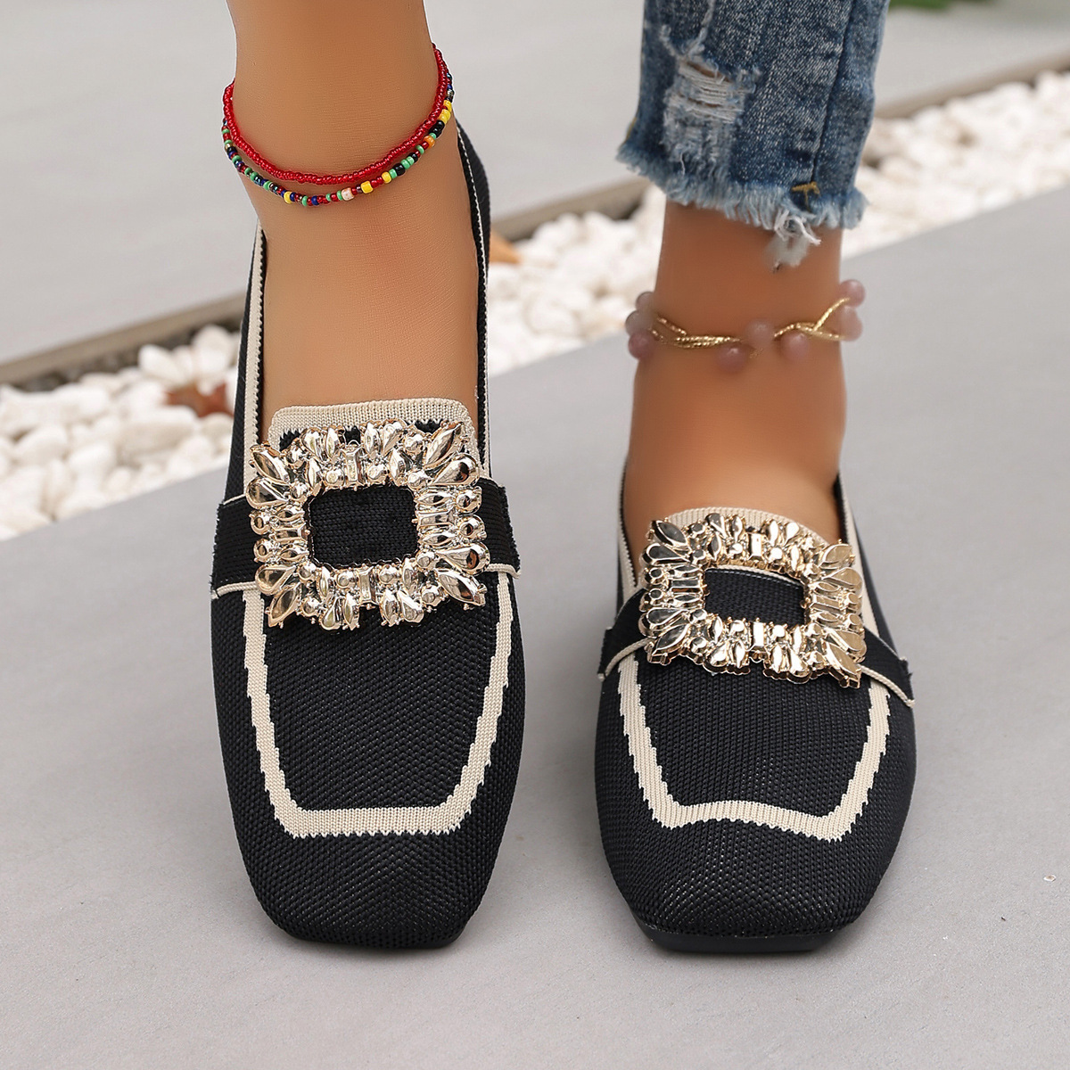 Spring Women's Flat Shoes New  - Crystal Mesh Fabric のレビューと価格