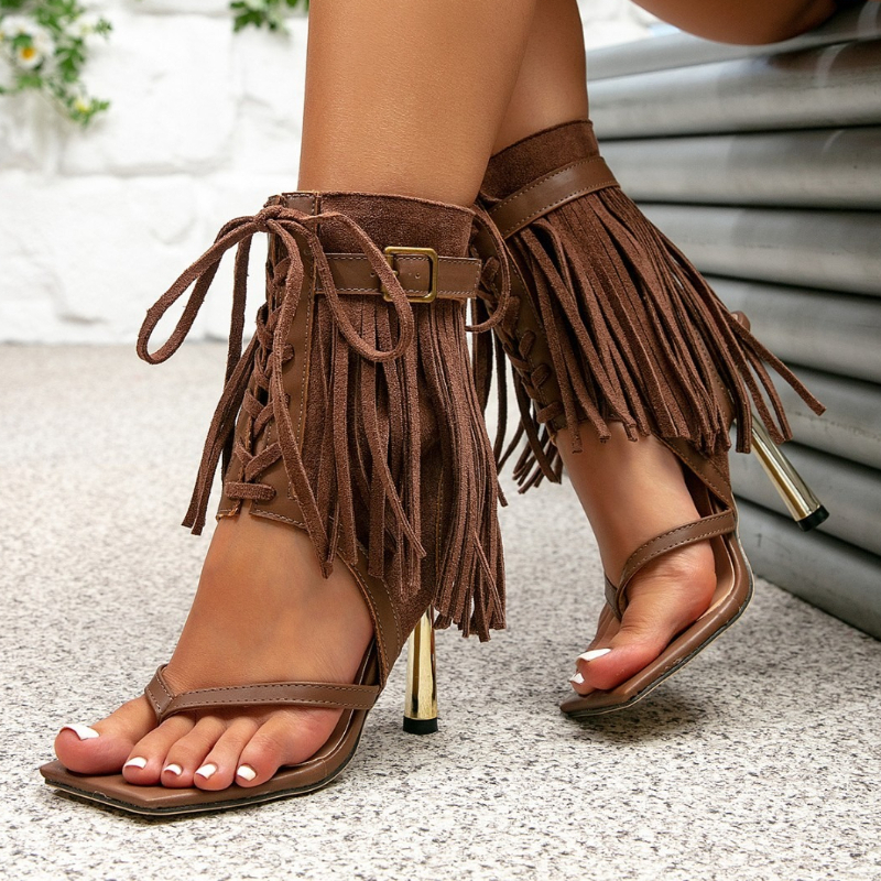 High Quality Faux Suede Ankle  - Tassel Fringe Trim のレビューと価格