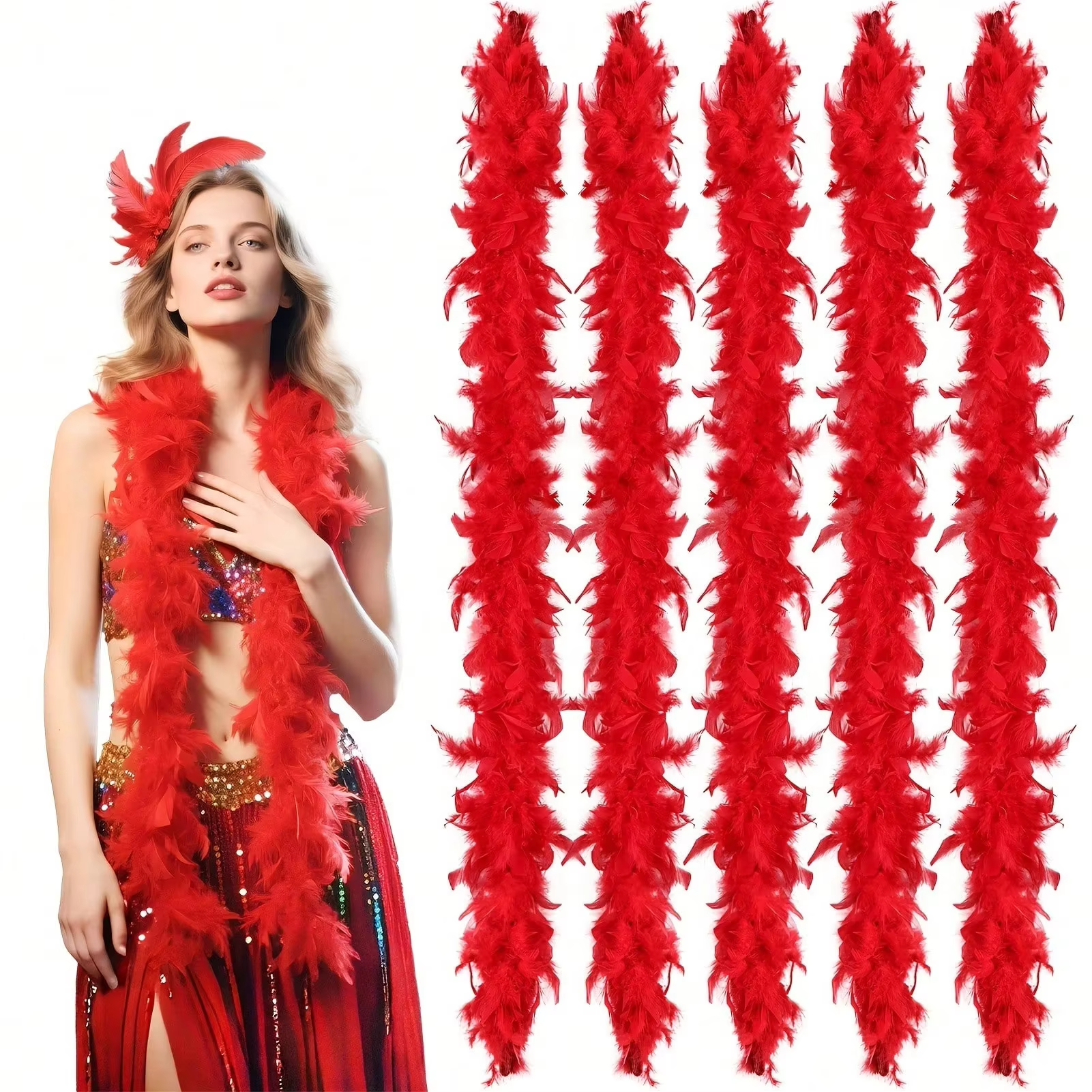 Red Marabou Feather Boa Trim F - Feather Trim Marabou のレビューと価格
