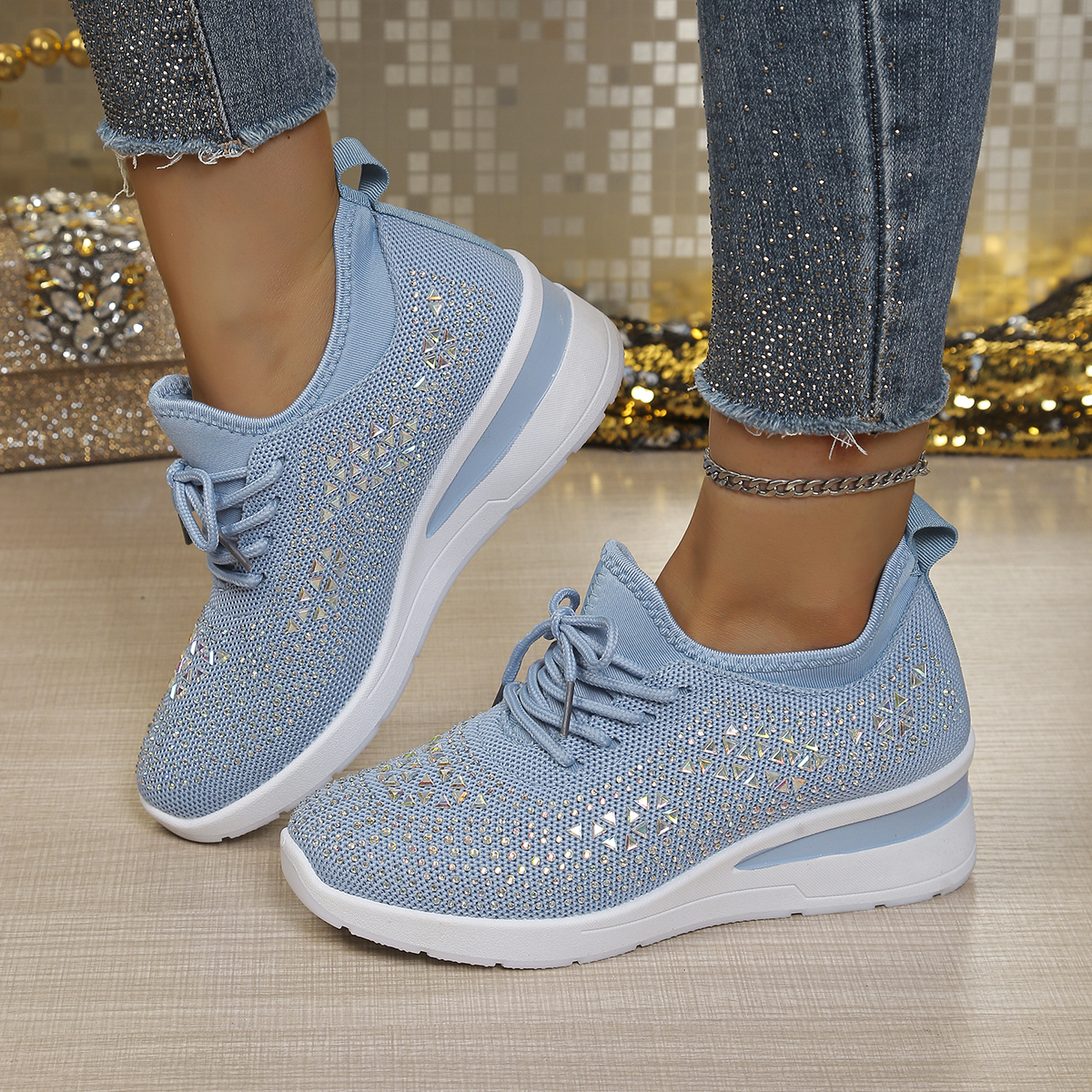 Glitter Rhinestone Knit Mesh W - Crystal Mesh Fabric のレビューと価格