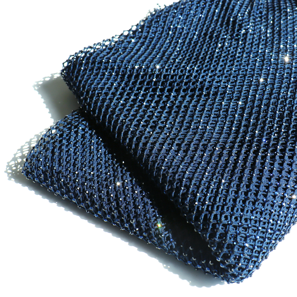SS10 Rhinestones Mesh Navy Col - Crystal Mesh Fabric のレビューと価格