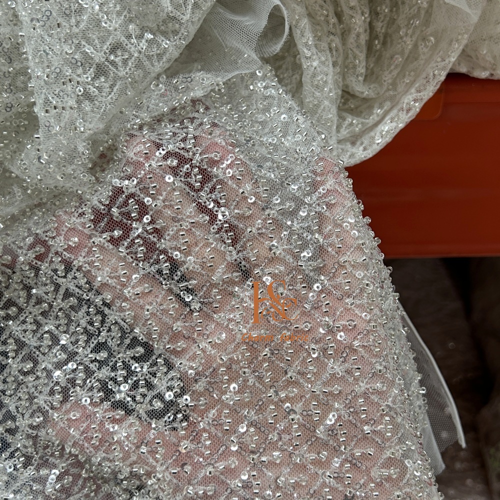 High-end lace embroidery beadi - Crystal Mesh Fabric のレビューと価格
