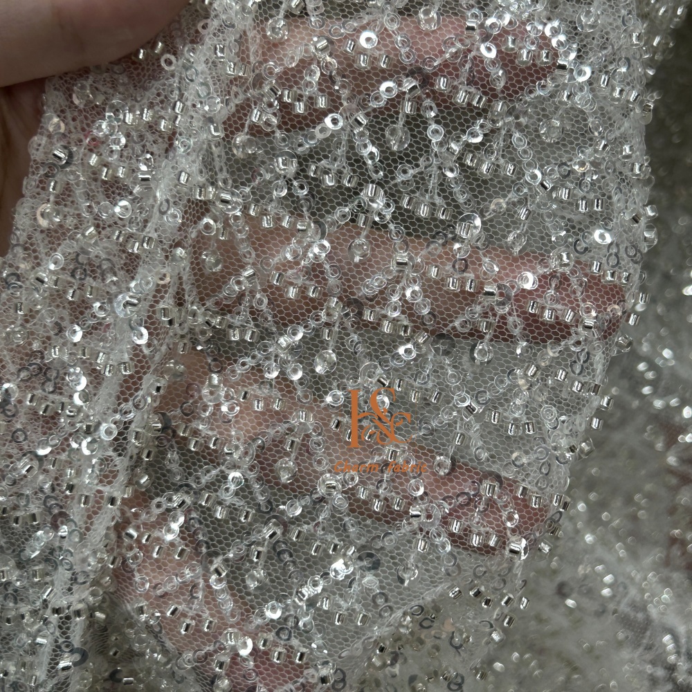 High-end lace embroidery beadi - Crystal Mesh Fabric のレビューと価格