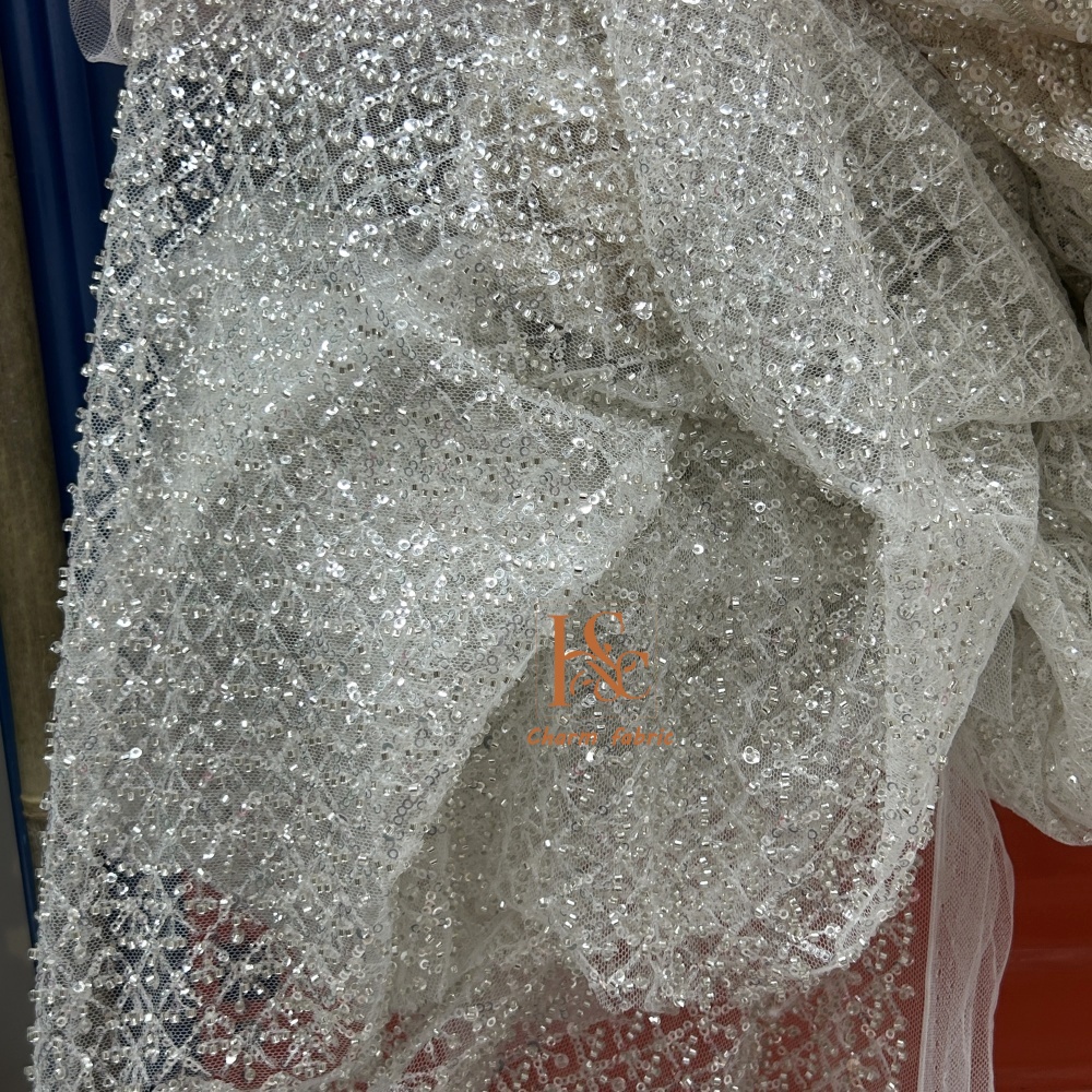 High-end lace embroidery beadi - Crystal Mesh Fabric のレビューと価格