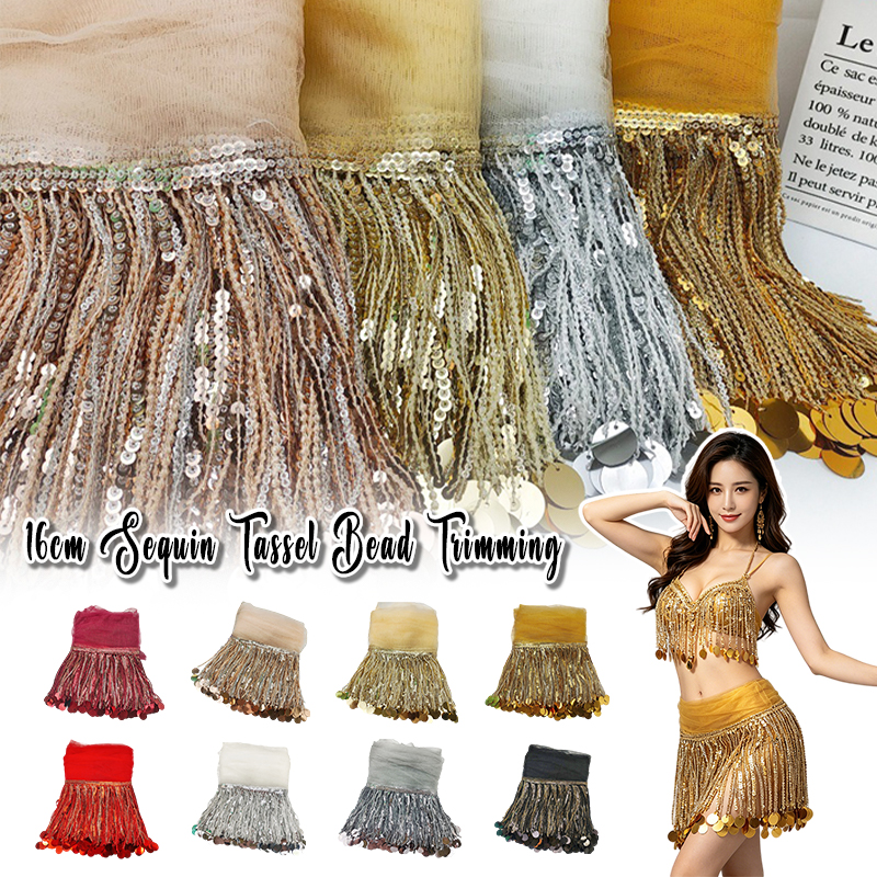 10 Yards Sequins Tassel Lace T - Lace Ribbon Trim のレビューと価格