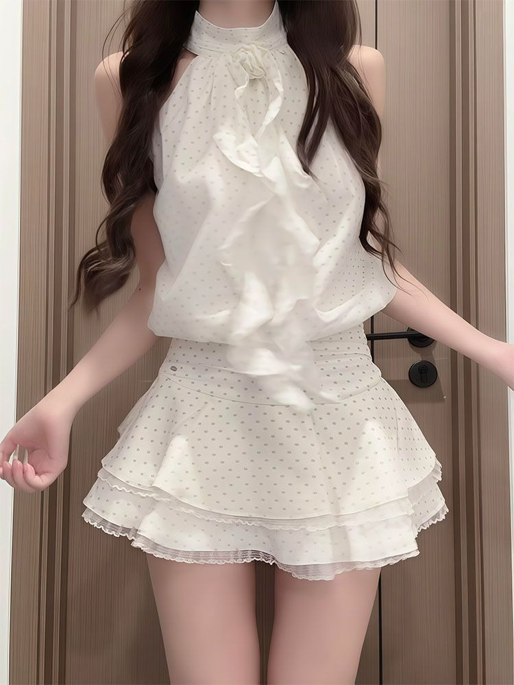 French Sweet Polka Dot 2 Piece - Elastic Lace Trim のレビューと価格