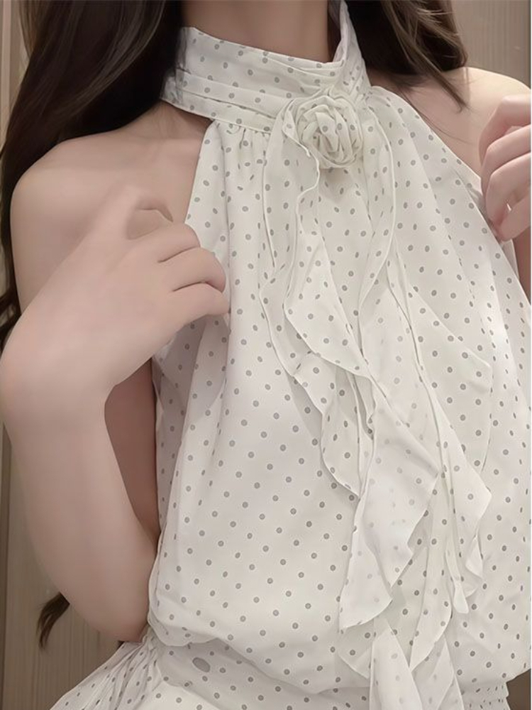 French Sweet Polka Dot 2 Piece - Elastic Lace Trim のレビューと価格