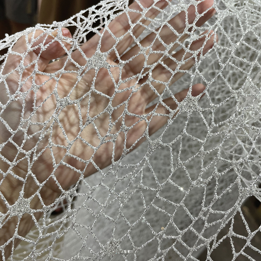 White Glitter Shiny Irregular  - Crystal Mesh Fabric のレビューと価格