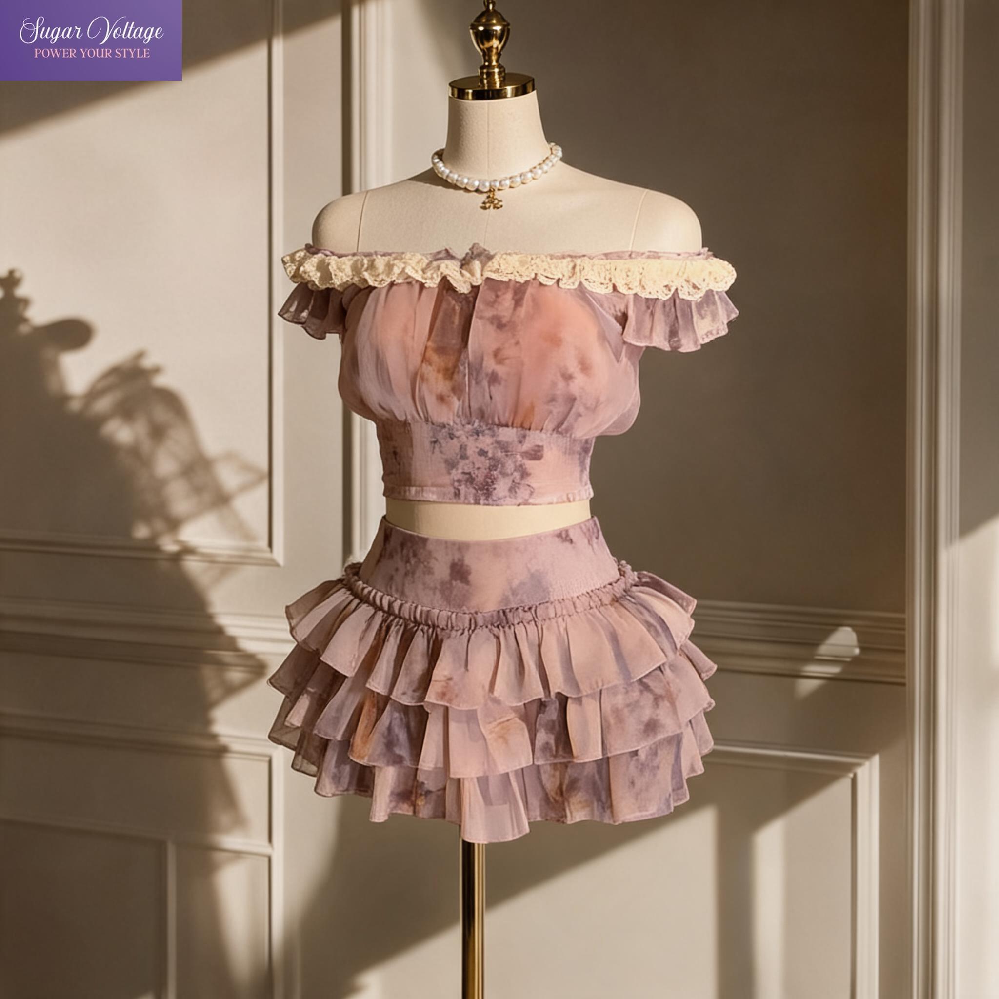 French Sweet Coquette Off Shou - Elastic Lace Trim のレビューと価格