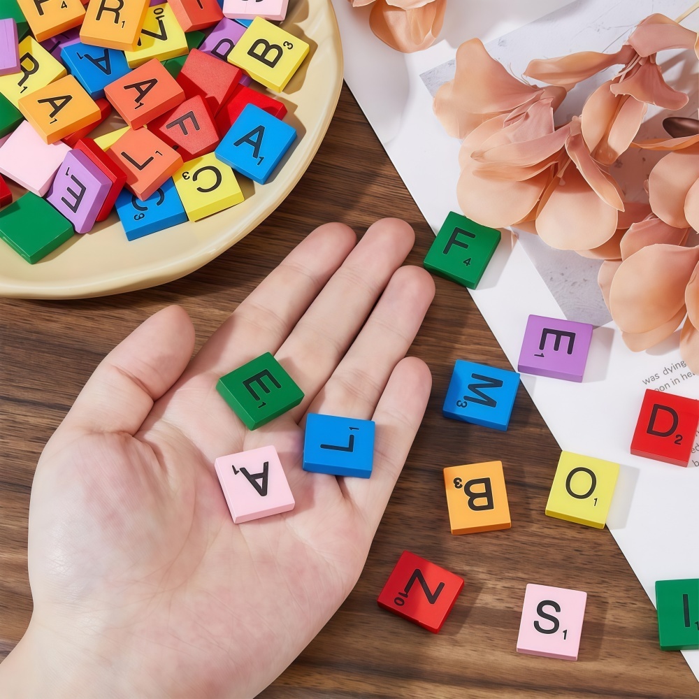 100PCS  Wooden Letter Cubes fo - Craft Embellishments のレビューと価格