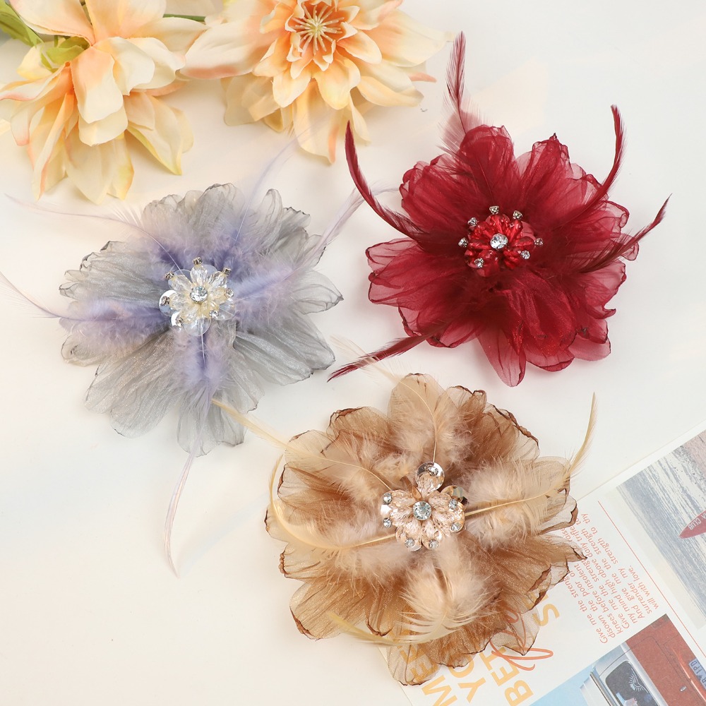 Handmade Mesh Feather Flower B - Crystal Mesh Fabric のレビューと価格