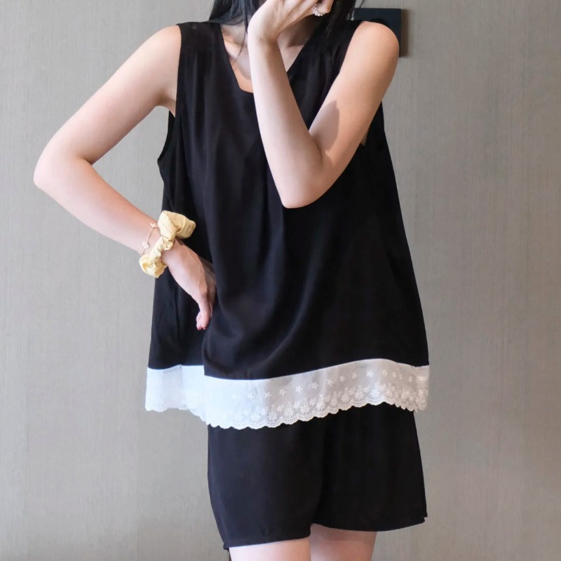 Women Sleeveless Lace Trim Lou - Elastic Lace Trim のレビューと価格