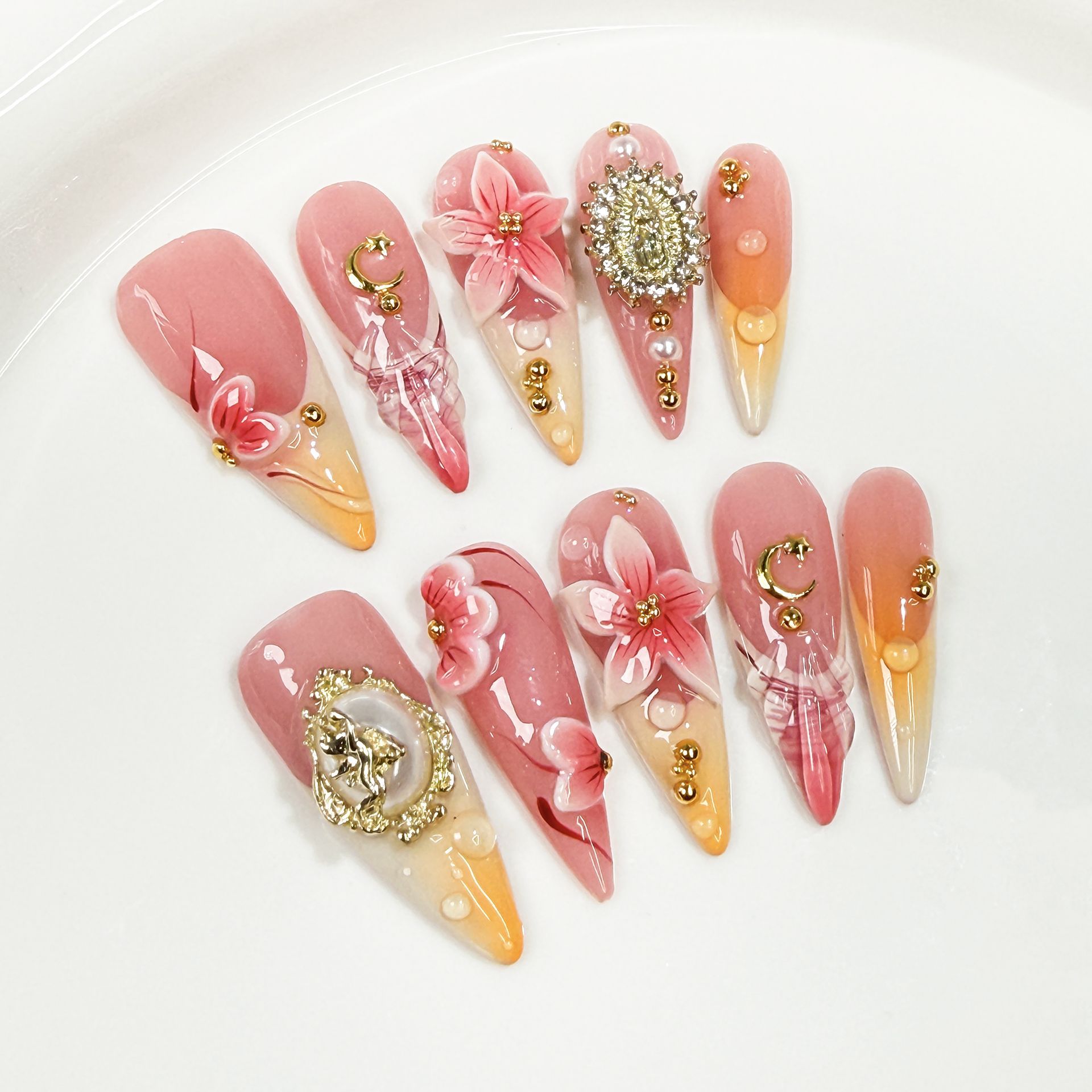 10Pcs Retro Flower Design Fals - Embroidery Embellishments のレビューと価格